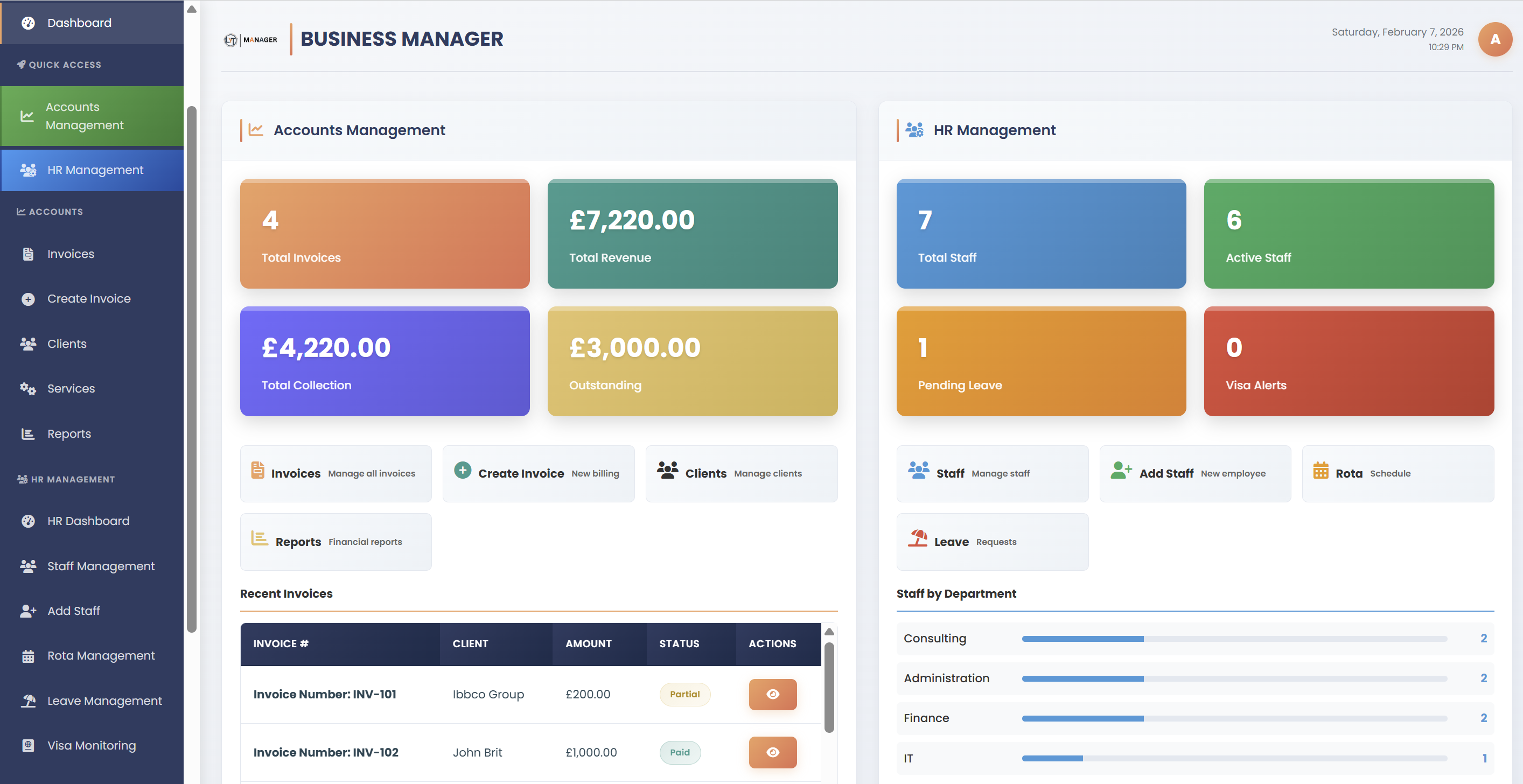 LYT Manager accounts dashboard